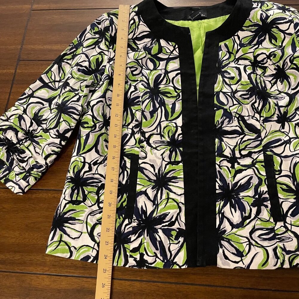 Trenz Women by Thersa Trenz Women's Neon Floral Coat Size 1X Green, Black, White - Picture 4 of 9